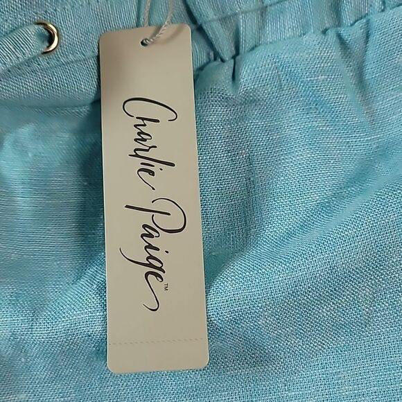 NEW NWT Charlie Paige Linen Pants Pull-On Drawstring 405439 Sizei Medium - Picture 9 of 9